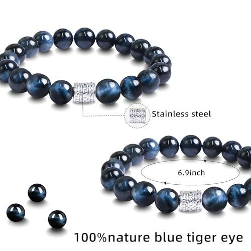 Tiger eye &obsidian beaded bracelets for men ，Gemstone stainless steel bracelets for men &women,fashion natural stone jewelry4
