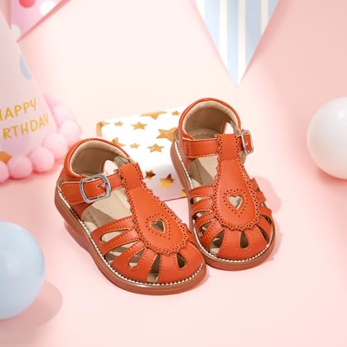 Image of Kolan Toddler Girl Sandals Open Toe Flat Princess Dress Shoes Little Kids