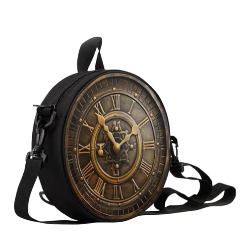 Image of Women Novelty Round Clock Shape Zippered Clock Purses for Women Tote Handbag Shoulder Bag, Gift for Mom Girlfriend