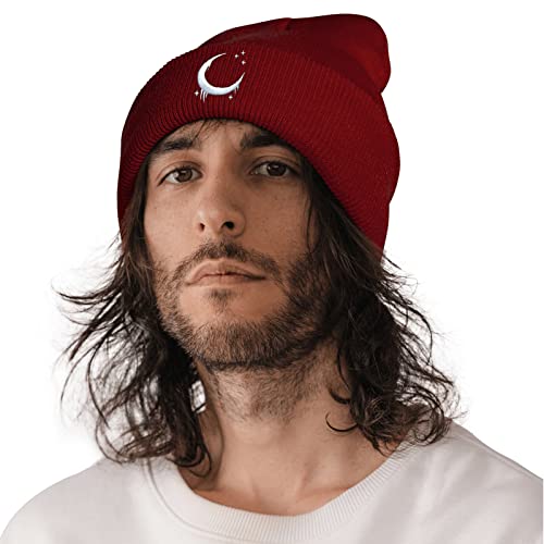 Image of Embroidery Goth Beanie Knit Hats for Men & Women, Embroidery Winter Hats Skull Cap