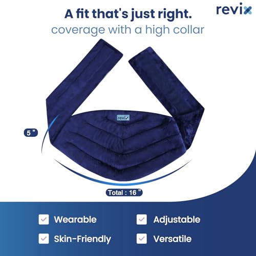 Image of REVIX Microwavable Heating Pad for Back, Extra Large Microwave Heating Wrap for Waist, Stomach, and Shoulders, Moist Heat Therapy for Stress Relief, Adjustable, for Men and Women, Navy
