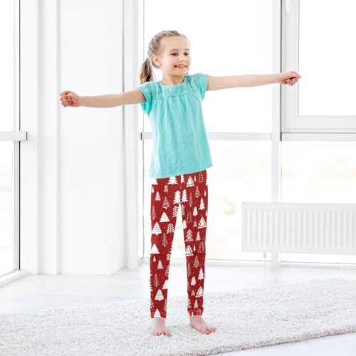 CaTaKu Girls Leggings Red Christmas Tree Leggings for Girls Kids Athletic Workout Yoga Pants Size 4-10T3