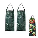 KLINNA 2 bolsas de plantación de fresas, bolsas colgantes para balcón y jardín, cestas colgantes para fresas con 8 agujeros, jardín vertical para fresas, verduras, hierbas, bolsas colgantes para