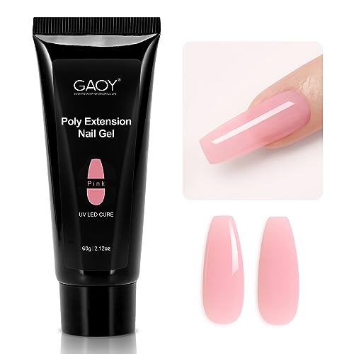 GAOY Poly Gel 60g Pink Builder Gel Nail Enhancement for Beginner & Professional Salon DIY at Home