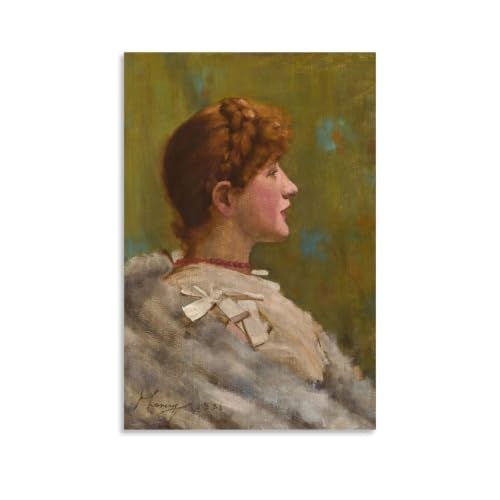Portrait Femme en Fourrure Sir John Lavery Impression Toile Déco Murale 50x75cm