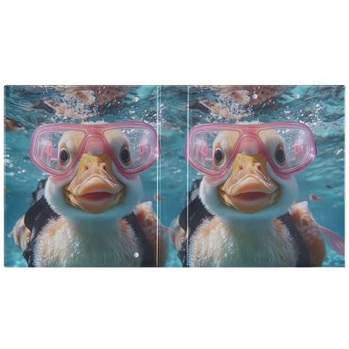Image of 3 Ring Binder Funny Duck Blue Ocean 1.5 inch Binders Three Ring Binders with Clipboard Fit 8.5'' x 11'' Paper 3 Interior PVC Clear Pockets for Office Supplies