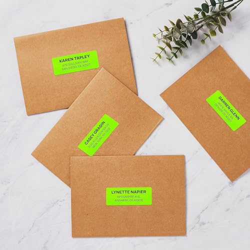 Image of Avery Printable Address Labels, Sure Feed Technology, 1 inch x 2-5 /8 inch, Neon Green, Laser & Inkjet Compatible, 750 Blank Labels Total, Great for Branding, Mailing, Organizing, and More (5971)