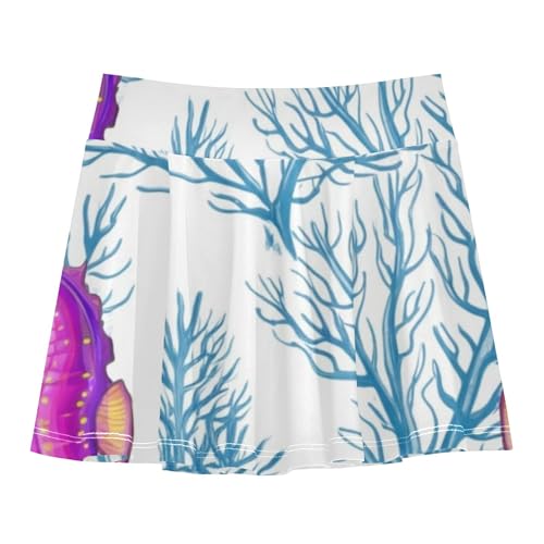 Athletic Shorts Girls Skorts Purple Seahorses Blue Coral Toddlers Tennis Skirts Purple Flowy Skirt 3t