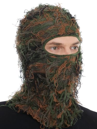 Image of ROXUN Distressed Ski Mask Balaclava, Yeat Shiesty Fluffy Knitted Full Face