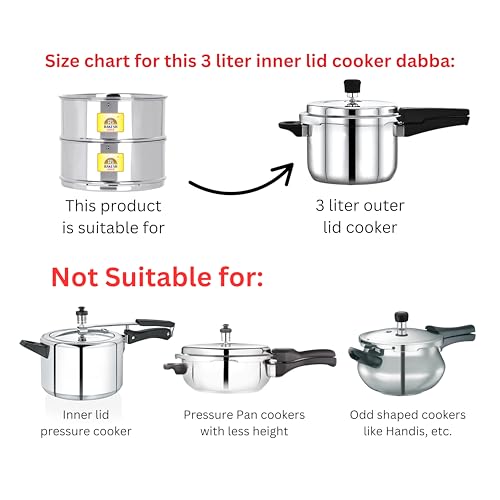 Image of Rakesh Gold Stainless Steel Container /Cooker Separator | Stackable Food Grade, Rust-Free, Easy to Clean (Cooker Containers, Suitable for 3 Outer lid Cooker)