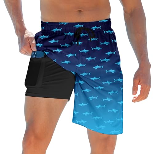 ALISISTER Mens Swim Trunks with Compression Liner Bathing Suit Summer Swimming Shorts