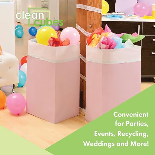 Image of Clean Cubes 30 Gallon Pop-Up Trash Cans 3-Pack, Instant Extra Trash Space | Extra Trash Space Without Mess, No Tape or Assembly Required, Pre-Fitted Liner Inside, Wire-Reinforced Opening, Pink