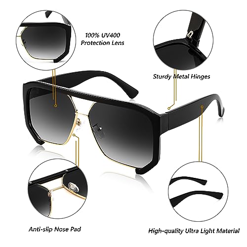 FEISEDY Men Women Sunglasses Aviator, Square 70s Frame, Vintage Retro Trendy UV400 Sun Glasses B23983