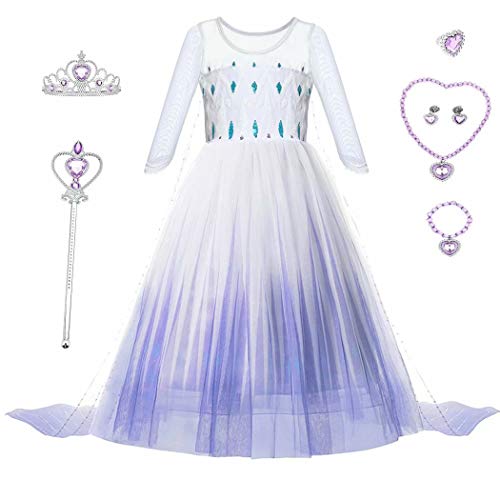 Princess Dress up Costume - Ice Snow Queen ACT 2 Girls Halloween Birthday Party Cosplay Outfit Accessory for Child Kid Teen