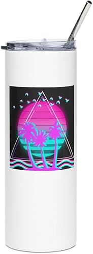 Retro Synthwave 80s estilo gráfico vintage atardecer palmera delfín 3