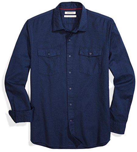 Amazon Brand - Goodthreads Men's Standard-Fit Long-Sleeve Ripstop Dobby Shirt, navy, Large