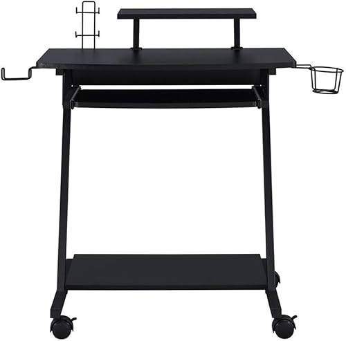 Miniatura 4 de Acme Ordrees - Mesa de juego de madera con marco de metal y ruedas en color negro