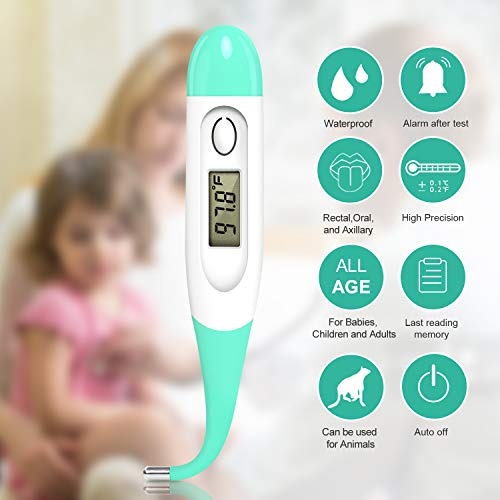 Digital Thermometer, Adoric Oral Rectal and Underarm Termometro with Flexible Tip, Fever Body Temperature Indicator for Children Babies- Accurate and Fast Readings