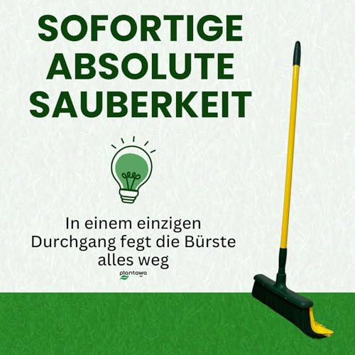 PLANTAWA Kunstrasen Besen mit Stiel | für die gründliche Reinigung von Kunstrasen und Straßen | strapazierfähig langlebig ergonomisch leicht zu bedienen | ideal für den Garten Balkon und Außenbereiche