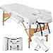 TecTake Table Lit de Massage Pliante Portable épaisseur de coussin 7,5cm + Rouleau + Demi-rouleau - diverses couleurs au choix - (Blanc | No. 400419)
