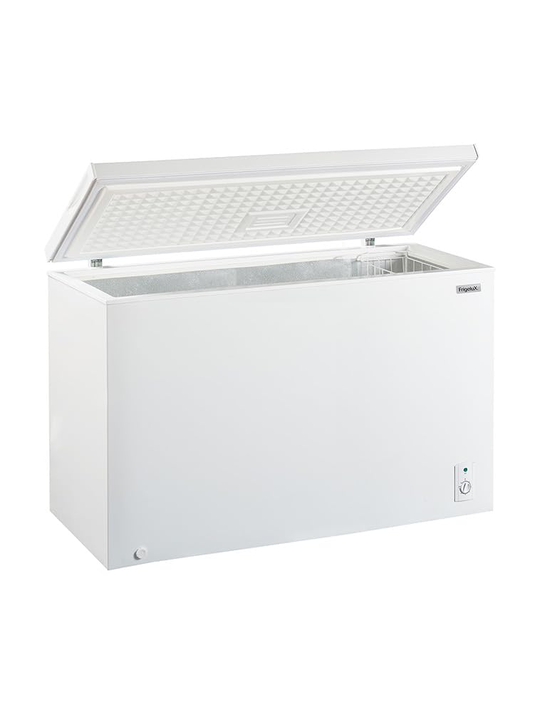 Congélateur Coffre Blanc FrigeluX CCO400BE 395L Classe E - Efficacité Énergétique, Thermomètre Digital, Dégivrage Facile, 135,5x71x84,5 cm