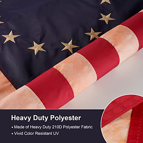 Image of SYII Vintage Betsy Ross Flags 3x5 Feet, Embroidered 13 Stars Colonies American Flag with 2 Brass Grommets, Heavy Duty Polyester USA 250th Anniversary Decoration