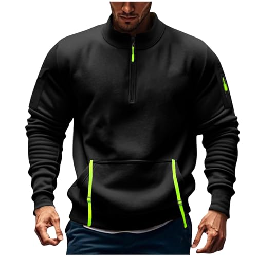 Mens Quarter Zip Pullover Long Sleeve Cargo Tactical Sweatshirt with Pockets Big and Tall Fall Winter Fashion Clothes