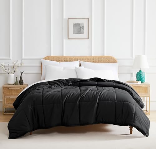 Southshore Fine Living, Inc. California/King Size Comforter Set, Pet Hair Resistant Bedding Comforter Sets, Easy Care Oversized Down-Alternative Black Comforters, King Size Bedspread, Black