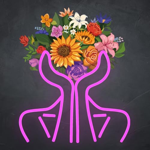 Image of Hand Bouquet Neon Lights,LED Hand Bouquet Neon Signs for Wall Decor, Neon Light Sign Neon Room Decor,USB Night Lights for Bedrooms,Shops,Florists,Bars,Parties,Wedding,Holiday Gifts(pink /12.6*14.6in)