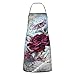 MSINCUDJ Fartuchy kuchenne, wiktoriańska róża efemera fartuch kuchenny z kieszeniami, wodoodporny fartuch szefa kuchni regulowany śliniak dla unisex