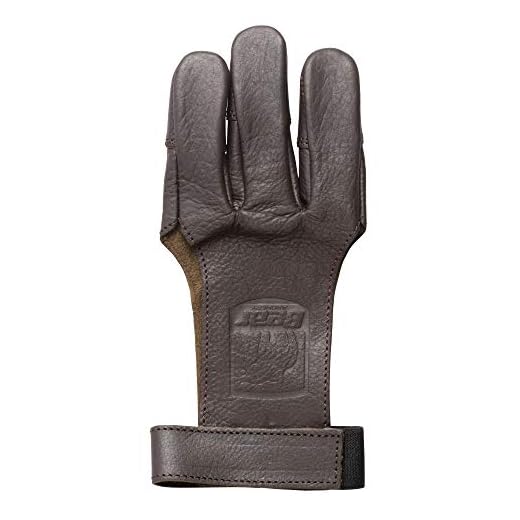 Bear Archery Leather 3 Finger Traditional Archery Shooting Glove, Large, Black, (ASG101L)