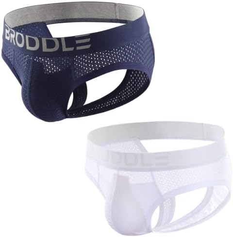 BRODDLE Men's Mesh Padded Pouch Athelic Supporters Breathable Jockstrap Elastic Waistband Low Rise