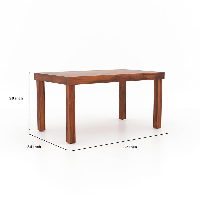 Image of Furniture Solid Sheesham Wood 6 Seater Dining Table Set with 4 Cushioned Chairs and Bench | Wooden Six Seater Dinner Table Set for Living Room, Kitchen, Dining Area and Home (Honey Finish)