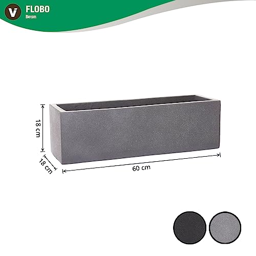 VIVANNO Blumenkasten Balkonkasten Pflanzkasten Beton grau FLOBO - 18x60x18 cm