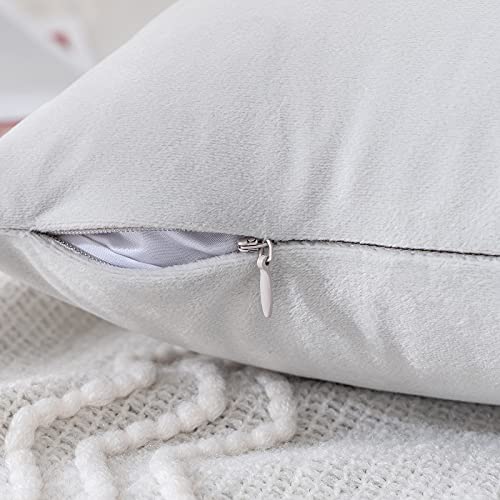Image of MIULEE Pack of 2, Velvet Soft Solid Decorative Square Throw Pillow Covers Set Cushion Cases Pillowcases for Sofa Bedroom 14x14 Inch Greyish White