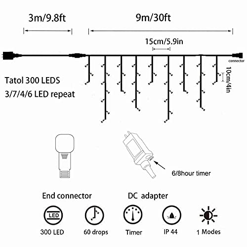 LED Icicle Style Lights with Twinkling Strobes - Sparkling Icicle Lights for Indoor/Outdoor Eaves & Wall Decorations (29.5FT Cable, Warm White + Cool White Strobe)