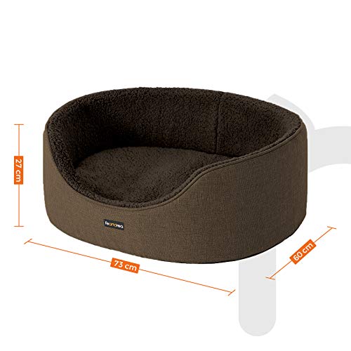 Feandrea Hundebett, Hundekorb, Wendekissen, 73 x 60 x 27 cm, braun PGW031K01