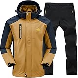 [ベンケ] 【雨風に強い】 アウトドアジャケット 上下セット メンズ 登山 釣り バイク 自転車 キャンプ トレッキング 防水 ウェア 通勤 通学 トザン マウンテンパーカー レインウェア ウインドブレーカー カッパ 雨具 防風 撥水 (ブラウン L)