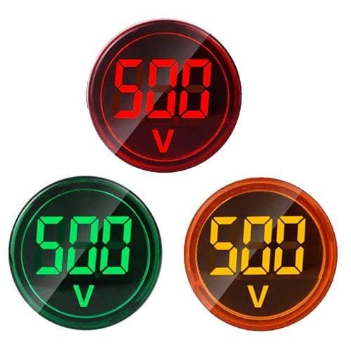 Digital AC Voltmeter Round Panel Indicator 60-500V LED Voltage Display Meter | Panel Mount Voltage Tester for Control Panel, Generator, Distribution Board (Red/Green/Yellow)-image-49