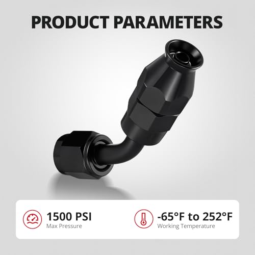 Image of EVIL ENERGY 4AN PTFE Hose End Fitting 45 Degree Black for PTFE Hose Only 4PCS