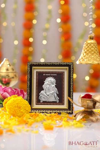 Image of 999Pure Silver Swaminarayan Frame for Home & Office | Premium Silver | Frame for PoojaRoom & Wall Decor | Wedding & Festival Gifts | Certificate Included | Tabletop Size 5.5x5 inch