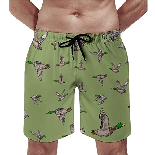 Mallard Duck Casual Board Shorts Men's Quick Dry Beach Shorts Swim Trunks with Pockets Mesh Linning