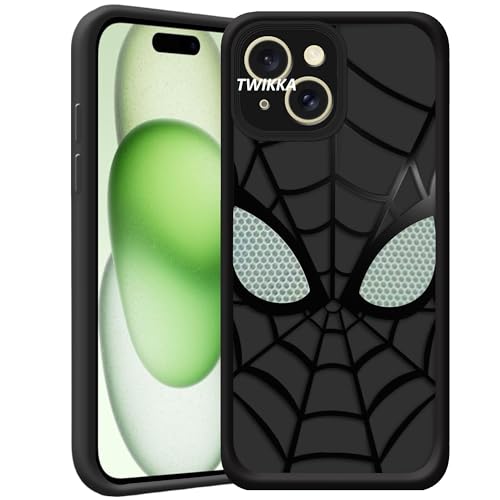 Image of Stylish Spider Back Case Cover Compatible for iPhone 13 | Spidey Face Mask Case | Soft Silicone | Camera & Full Body Protection | Shock Proof | (Black)