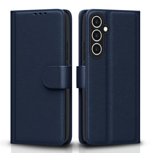 Image of Pikkme Flip Cover for Samsung Galaxy S23 FE 5G | Leather Finish | Shockproof with Card Pockets & Wallet Stand | Ultimate Protection Case(Blue)