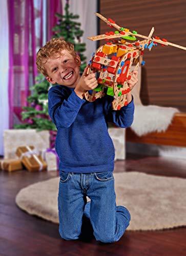 Eichhorn 100039048 - Hubschrauber 225-teilig Holz-Konstruktions-Set, 5 verschiedene Modelvarianten baubar – Bild 3