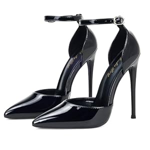 Elisabet Tang High Heels, Women Pumps D’Orsay Ankle Strap Pointed Toe Stiletto Heels Rhinestone Party Wedding Shoes