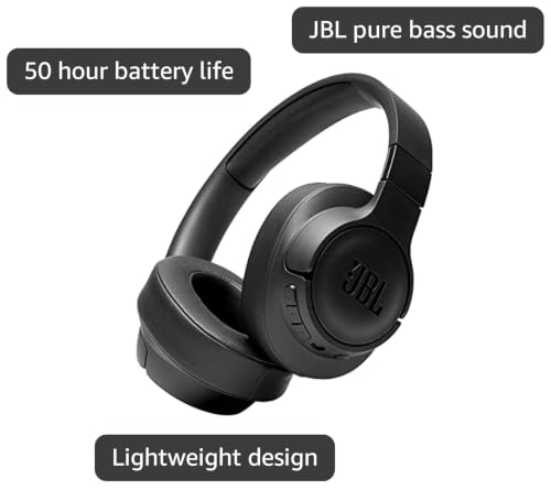 Image of JBL Tune 710BT Wireless Over-Ear - Bluetooth Headphones with Microphone, 50H Battery, Hands-Free Calls, Portable (Black), Medium