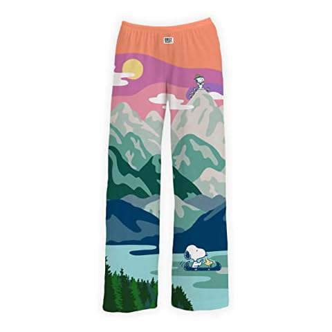 BRIEF INSANITY Lounge Pajama Pants for Men and Women | Snoopy Cosmic Camping Print Bottoms Camp Snoopy Pattern - Comfy, Ultra Soft, Novelty Unisex Loungewear Pants (Snoopy Cosmic Camping, Small) Cover