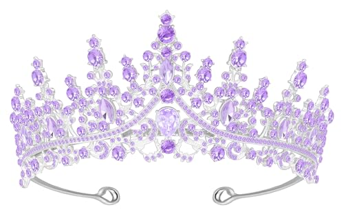 Tiara Crown for Women, Headband Hair Accessories for Birthday Wedding Party Costume (D-Purple)