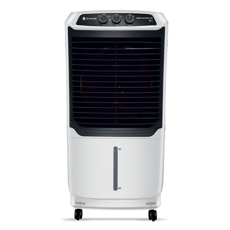 SINGER Aero Ultima 90 Litres Desert Cooler For Home | 50-Feet Long Air Throw | Hi Speed Fan | Inverter Compatible | Everlast Pump | Double Ball Bearing Motor | Ice Chamber | Durable | 3 Years Warranty